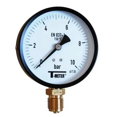 Manomètre Acier à cadran sec RADIAL Mâle 1/2" (15/21) - Ø100 - de 0 à 10 bar - Sferaco Haute Qualité