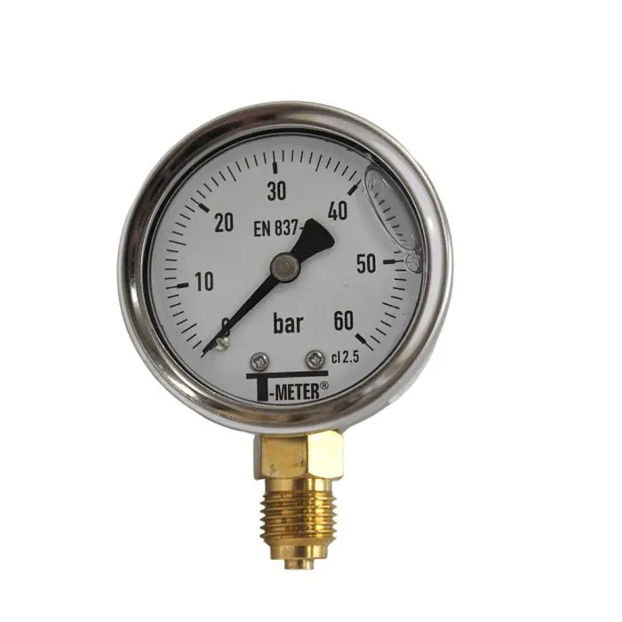 Manomètre boitier inox à bain de glycérine RADIAL Mâle 1/4" (8/13) - Pression 0 / 60 bar - Sferaco Super Prix