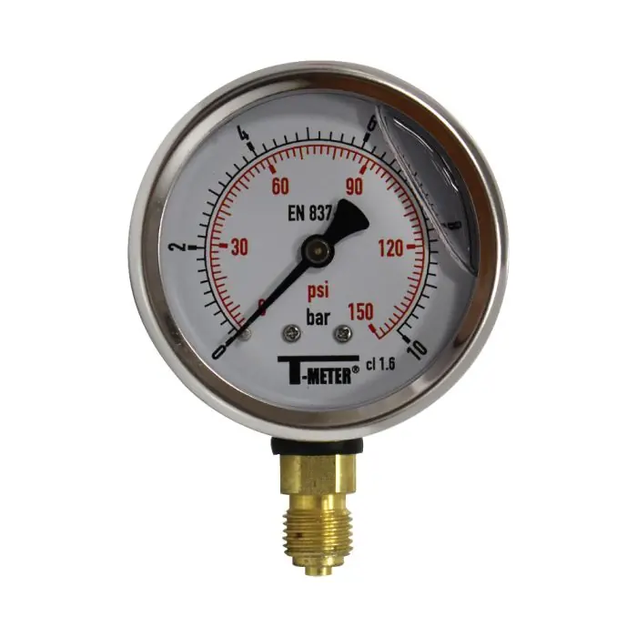 Soldes Manomètre boitier inox à bain de glycérine RADIAL Mâle 1/4" (8/13) - Pression 0 / 10 bar - Ø63 - Sferaco