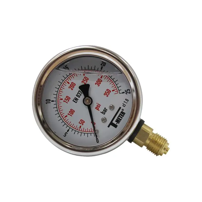 Manomètre boitier inox à bain de glycérine RADIAL Mâle 1/4" (8/13) - Pression 0 / 25 bar - Ø63 - Sferaco Achetez Aujourd'hui