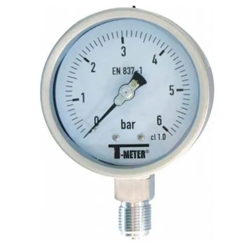 Manomètre TOUT Inox à cadran sec RADIAL Mâle 1/2" (15/21) - Ø100 - Pression 0 / 4 bar - Sferaco Affaire À Saisir
