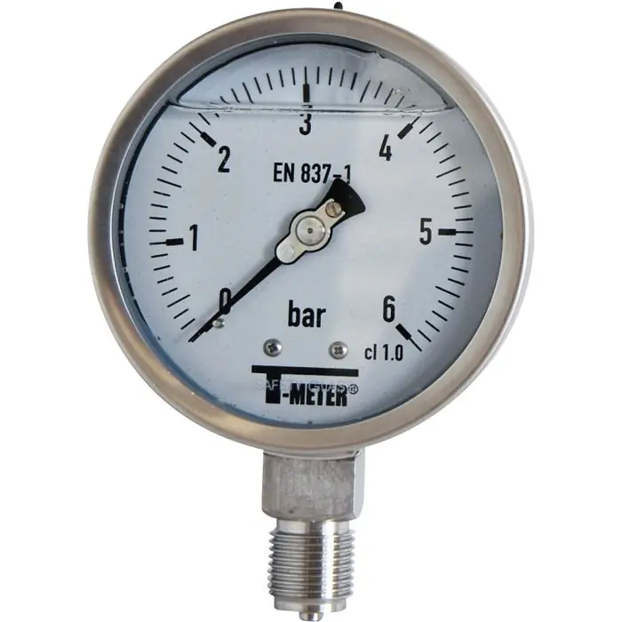 Manomètre TOUT Inox à bain de glycérine RADIAL Mâle 1/2" (15/21) - Ø100 - Pression 0 / 4 bar - Sferaco Nouvel Arrivage