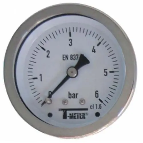 Manomètre TOUT Inox à cadran sec AXIAL Mâle 1/4" (8/13) - Ø63 - Pression 0 / 16 bar - Sferaco Prix Bas