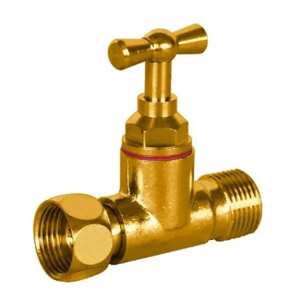 Robinet à potence droit laiton brossé M3/8" (12/17) - écrou prisonnier 3/8" (12/17) - Sferaco Promotion