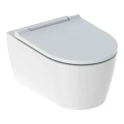 WC suspendu turboflush sans bride ONE caréné avec abattant frein de chute inserts chromé – Geberit Prix Bas