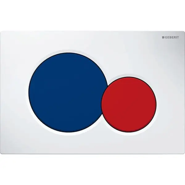 Bon Plan Plaque double chasse blanche avec touche bleu et rouge Sigma01 pour bâti-support Duofix – Geberit