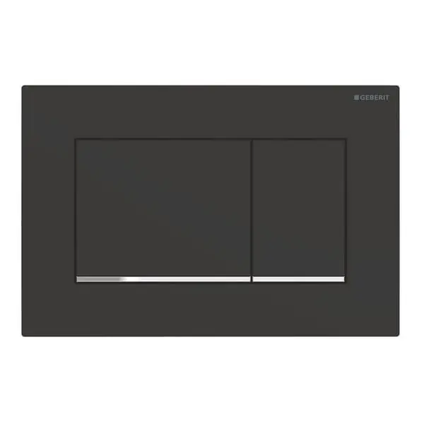 Plaque de déclenchement noir mat laqué, chromé brillant Sigma30 pour rinçage double chasse - Geberit Soldes