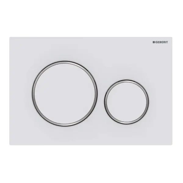 Plaque de déclenchement blanc mat laqué et chromé brillant Sigma20 pour rinçage double chasse - Geberit Top Vente