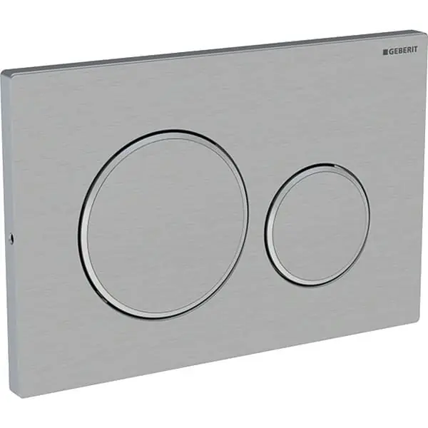 Plaque de déclenchement inox brossé Sigma20 pour rinçage double chasse, à visser - Geberit Certifié