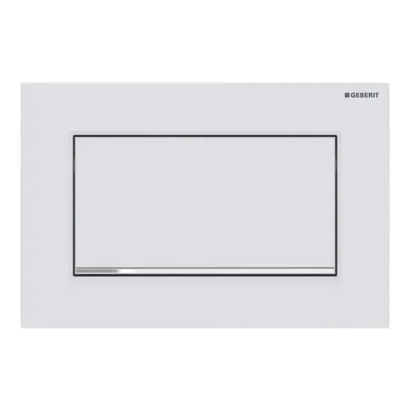 Usine Directe Plaque de déclenchement blanc mat laqué, chromé brillant Sigma30 pour rinçage interrompable, à visser - Geberit