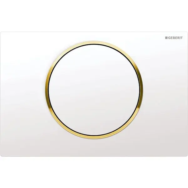 Plaque de déclenchement blanc et doré Sigma10 pour rinçage interrompable - Geberit Dernière Chance
