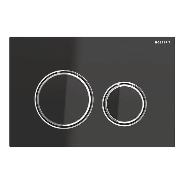 Plaque de déclenchement Noire, commande blanc mat Sigma21 pour rinçage double chasse chromé - Geberit Must-Have