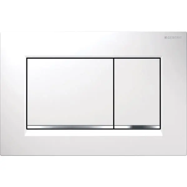 Produit De Marque Plaque de déclenchement blanc, chromé brillant Sigma30 pour rinçage double chasse - Geberit