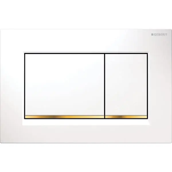 Commander Vite Plaque de déclenchement blanc, doré Sigma30 pour rinçage double chasse - Geberit