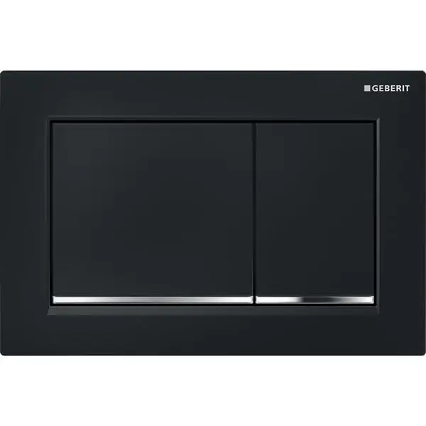 Soldes Plaque de déclenchement noir, chromé brillant Omega30 pour rinçage double chasse - Geberit