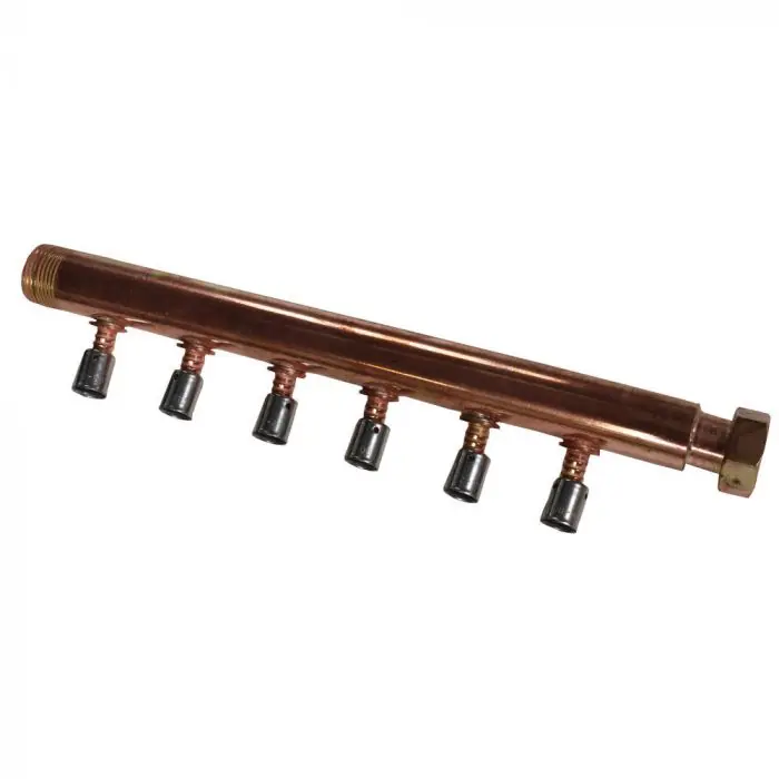 Collecteur à Sertir PER entraxe 40mm Ø3/4" (20/27) Mâle Femelle écrou libre - 4 Piquages Ø12 avec ses Bagues - Arcanaute Expédition Rapide