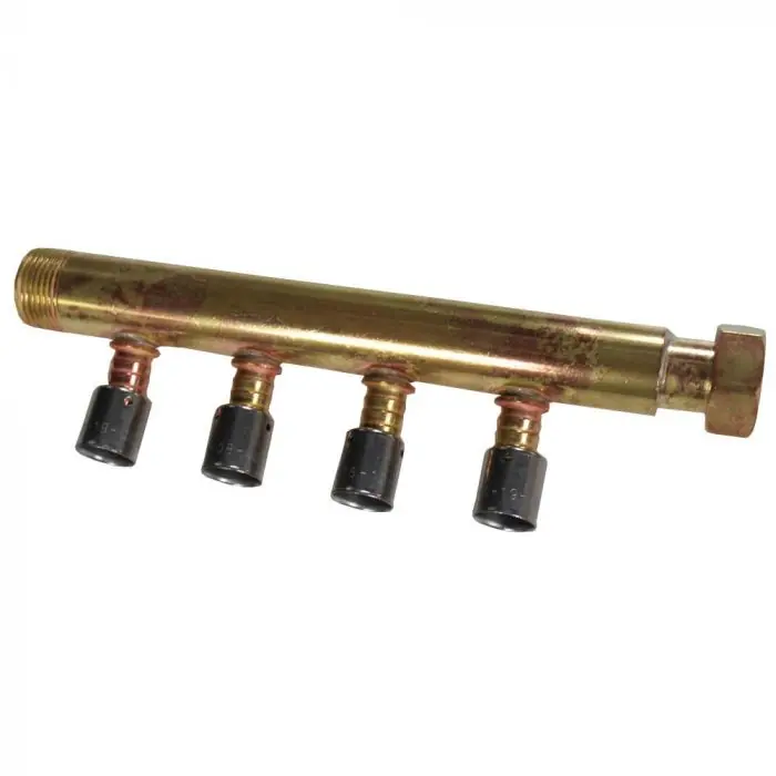 Collecteur à Sertir PER entraxe 40mm Ø3/4" (20/27) Mâle Femelle écrou libre - 4 Piquages Ø16 avec ses Bagues - Arcanaute Achat Immédiat