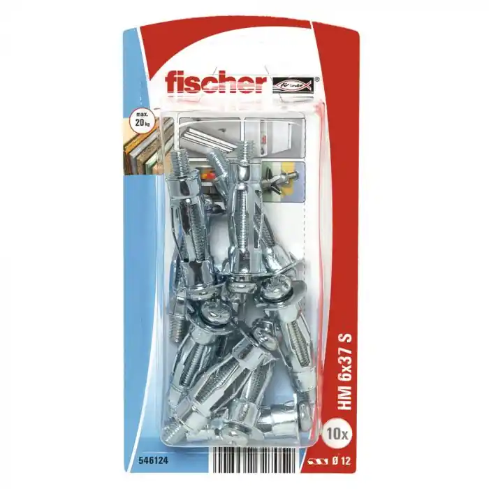 10 chevilles métallique pour corps creux HM Ø6 x 37 mm S BP K NV avec vis métrique – Fischer Must-Have