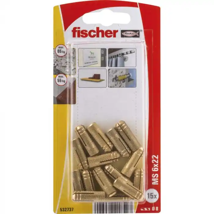 15 chevilles en laiton fischer MS Ø6 x 22 mm K – Fischer Marque