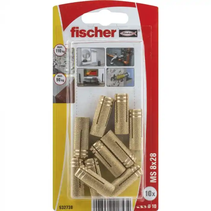 Produit De Marque 10 chevilles en laiton fischer MS Ø10 x 28 mm – Fischer