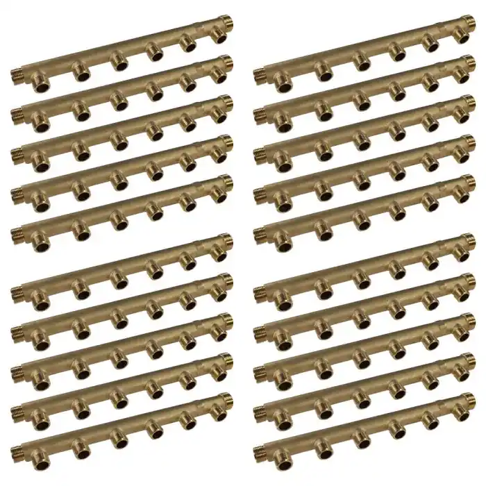 Offre Exclusive 20 Collecteurs mâle femelle 3/4&Prime; (20/27) – 6 départs 1/2&Prime; (15/21) – Entraxe 50 mm – Arcanaute
