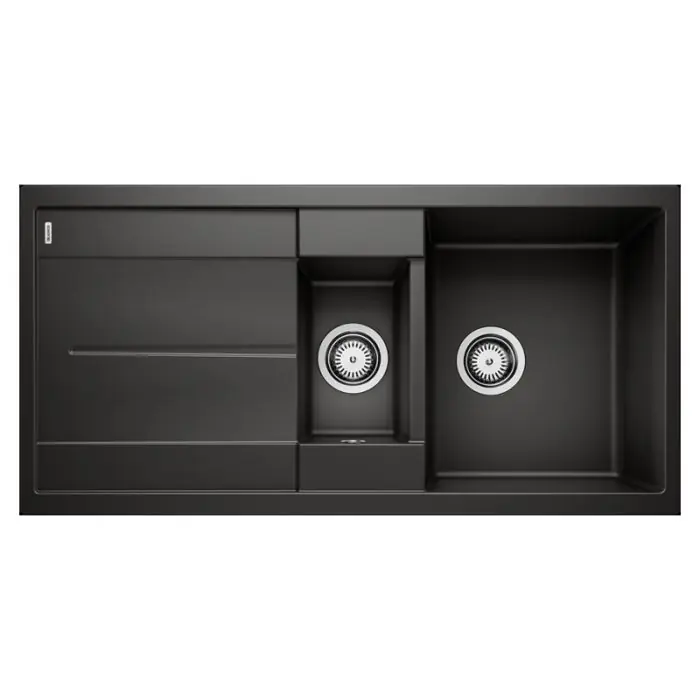 Évier de cuisine Blanco Metra 6 S – Noir – Sous-meuble 60 cm – 1000 x 500 x 190 mm – Vidage manuel – Blanco Réduction