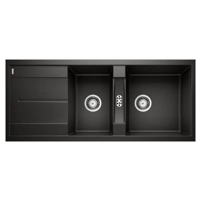 Évier de cuisine Blanco Metra 8 S - Noir - Sous-meuble 80 cm - 1160 x 500 x 190 mm - Vidage manuel - Blanco Offre Exclusive
