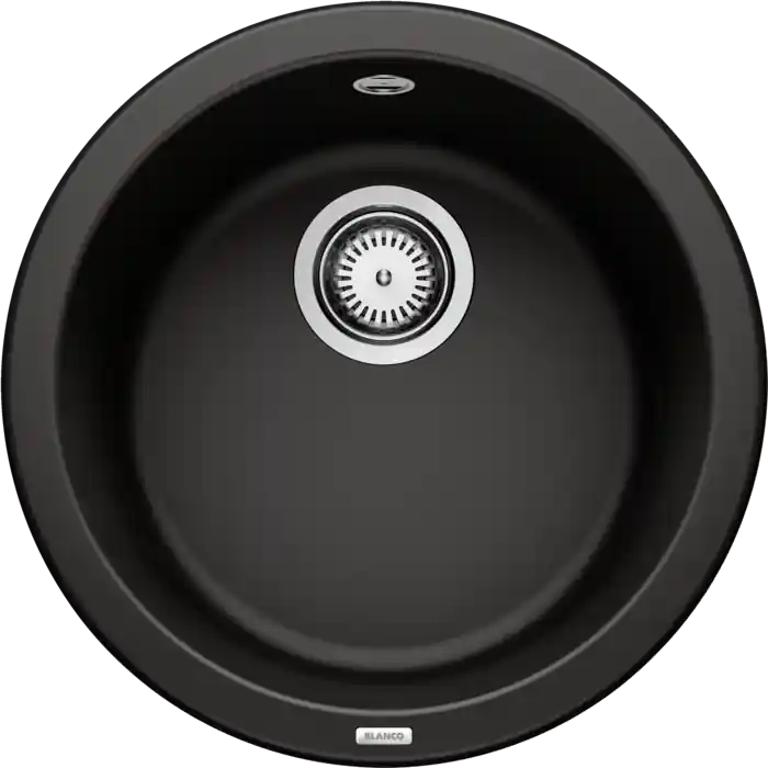 Prix Bas Évier de cuisine Rondo – Noir – Sous-meuble 45cm – Ø450 mm – Vidage manuel – Blanco