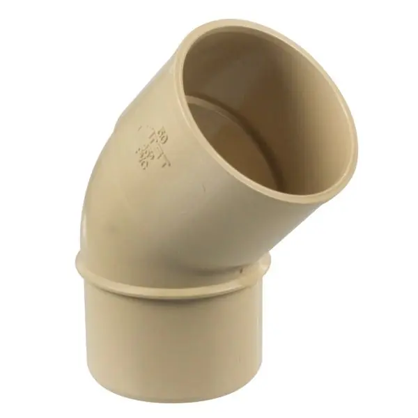 Coude PVC 45° mâle femelle pour tube de descente Ø50 - sable - First Plast Jusqu'à Épuisement Des Stocks