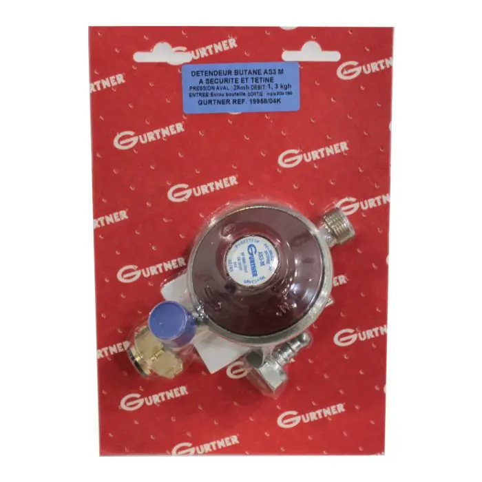 Dernière Chance Détendeur basse pression gaz Butane 1.3kg/h - Mâle 20x150 + tétine