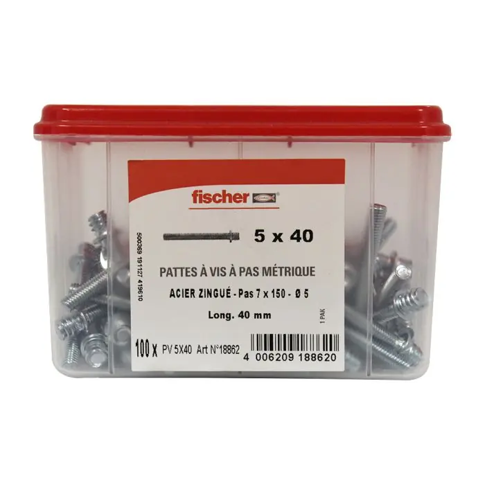100 pattes à vis métaux 7×150 – 5 x 40 mm – Fischer Vente Flash