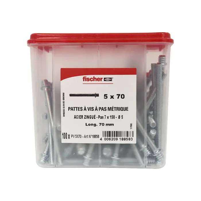 100 pattes à vis métaux 7×150 – 5 x 70 mm – Fischer Super Prix