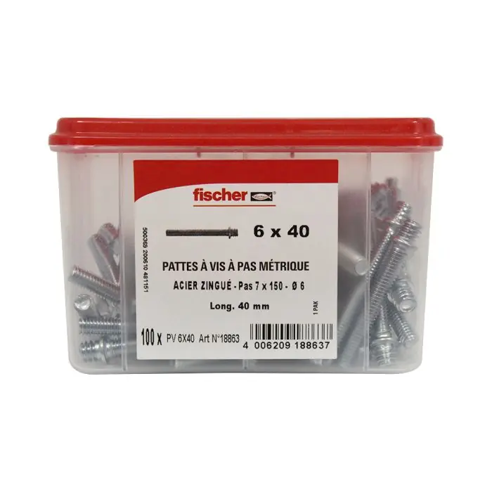 100 pattes à vis métaux 7×150 – 6 x 40 mm – Fischer Solde