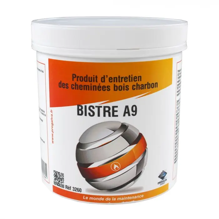 Dernier Modèle BISTRE A9 Produit d‘entretien de cheminée Bois/Charbon – Pot de 1kg