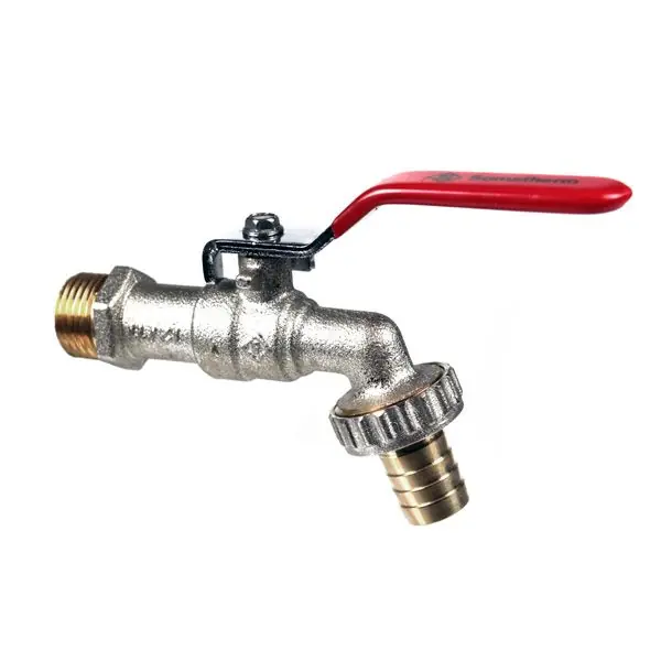 Robinet puisage 1/4 de tour à sphère poignée plate chromé - mâle 1/2" (15/21) - nez mâle 3/4" (20/27) - Somatherm Meilleur Prix