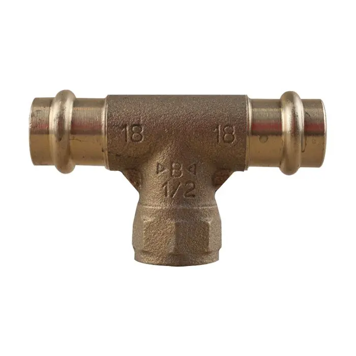 Raccord laiton à sertir et à visser - Té Femelle Femelle Femelle 18 x 1/2" (15/21) x 18 Offre Spéciale