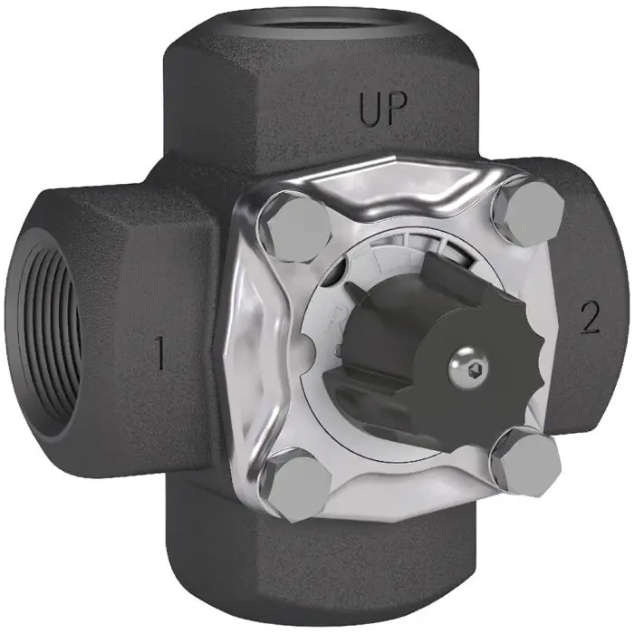 Vanne mélangeuse fonte 4 voies femelle 1"1/4 (33/42) - Kvs 24 - Thermador Commande En Gros
