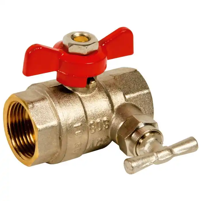 Jusqu'à Épuisement Des Stocks Vanne à sphère PN30 Passage Intégral ACS Papillon rouge F/F à purge 1/2"(15x21) SFERACO