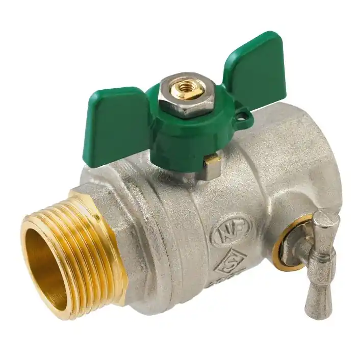 Vanne à sphère NF PN25 Passage Intégral ACS Papillon Vert M/F à purge 1/2" (15/21) SOMATHERM Soldes