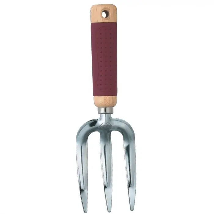 Fourche à main 3 dents acier chromé 270mm – Manche bois Paiement Sécurisé