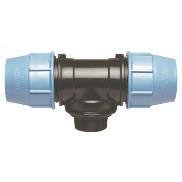 Té 90° polypropylène pour Tube PE ou PEHD - Mâle 1"1/4 (33/42) - Sortie Ø40 - Somatherm Dernier Modèle