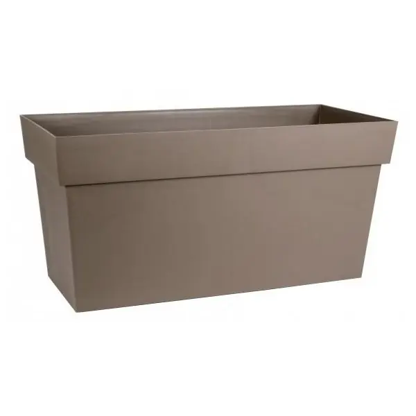 Jardinière muret Toscane à roulettes 79 x 35 x 39cm 74L - Taupe Prix Promo