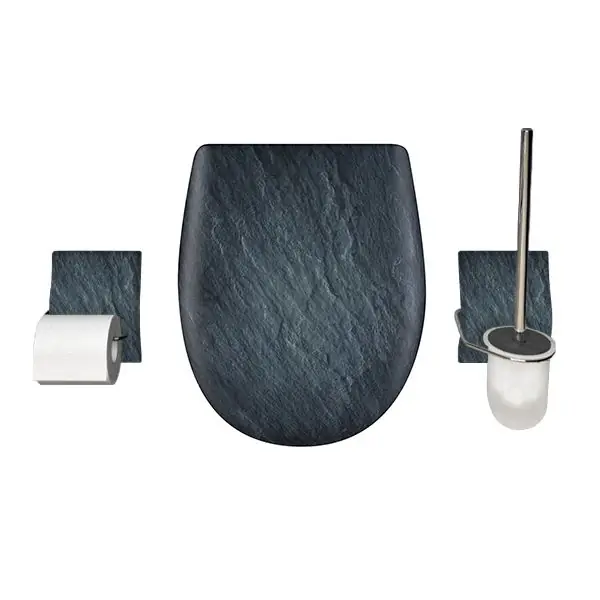 Promotion Set OLFA accessoire WC ARDOISE mat - Descente assistée et déclipsable - Olfa