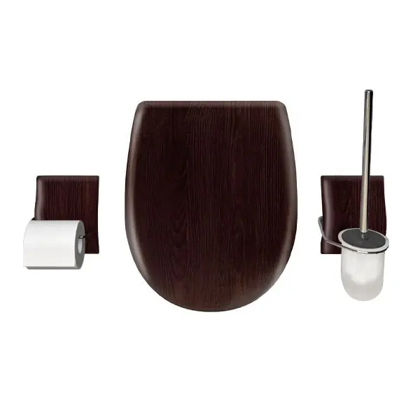 Meilleure Vente Set OLFA accessoires WC Wengé Mat descente assistée et déclipsable