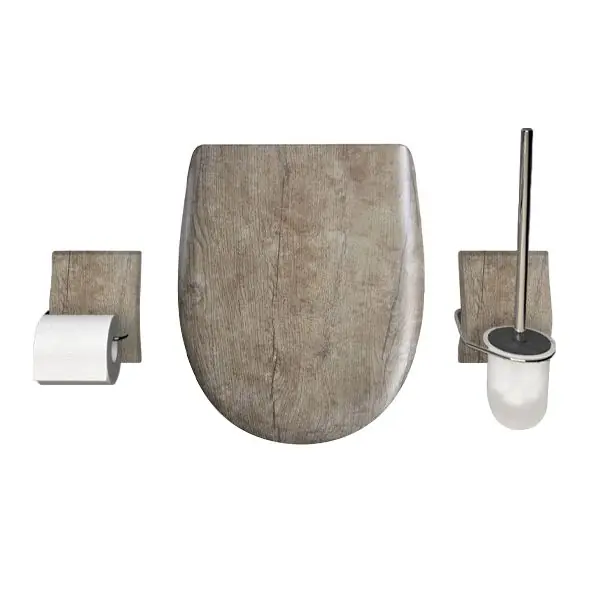 Set OLFA accessoires WC Chêne vieilli mat Descente assistée et déclipsable Prix Réduit