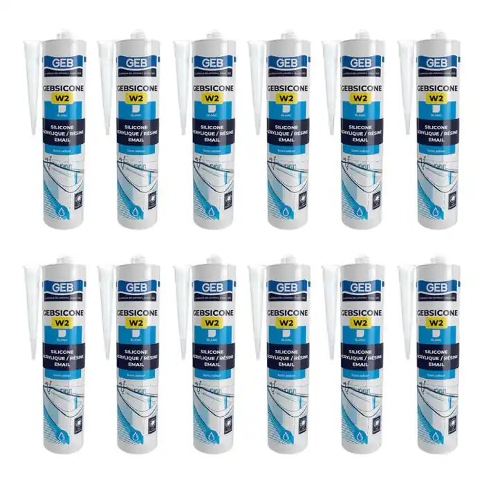 12 cartouches mastic silicone Blanc GEBSICONE W2 Meilleur Choix