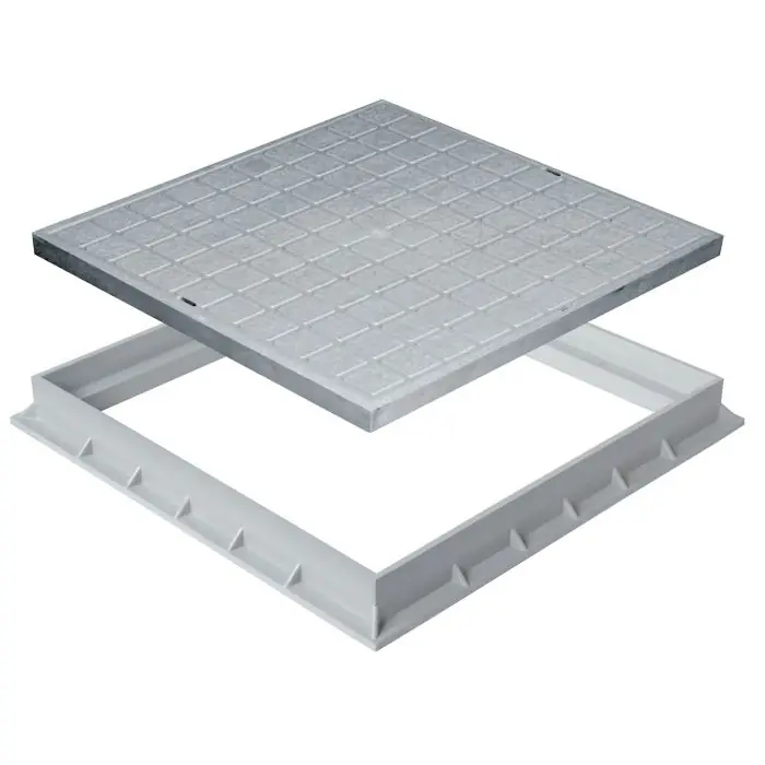 Tampon de sol polypropylène 435 x 435 mm avec cadre 450 x 450 mm - Gris - First Plast Commander Maintenant