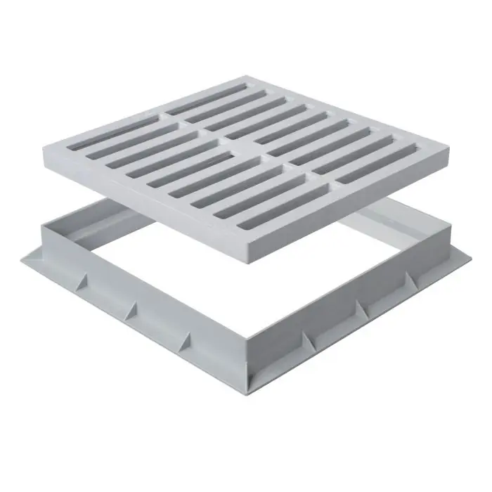 Grille de sol polypropylène 187 x 187 mm avec cadre 200 x 200 mm - Gris - First Plast Authentique