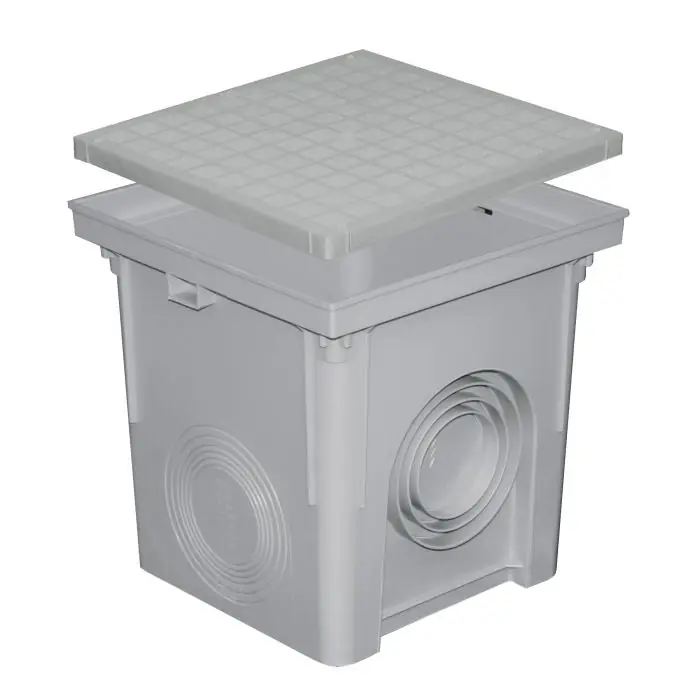 Prix Bas Regard polypropylène 300x300mm + couvercle pour descente eau pluviale - Gris - First Plast