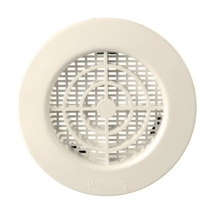 Bon Plan Grille ronde à encastrer avec moustiquaire - Extérieur Ø128 - Tube Ø100 - First Plast